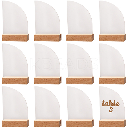Transparent Acrylic Place Card & Wood Card Holder Set ODIS-WH0038-62-1