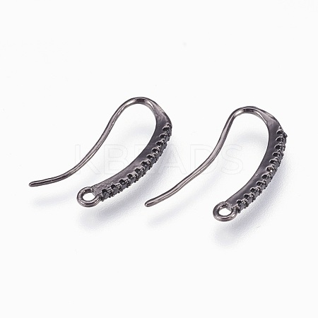 Brass Earring Hooks with Cubic Zirconia KK-P150-43B-1