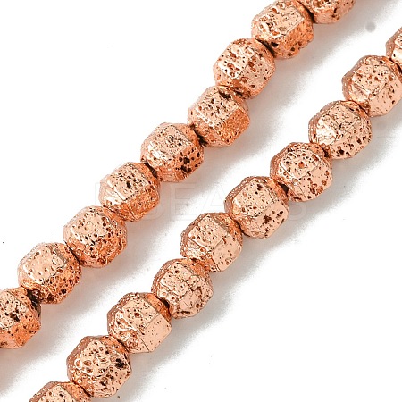 Electroplated Natural Lava Rock Beads Strands G-I360-N01-03-1