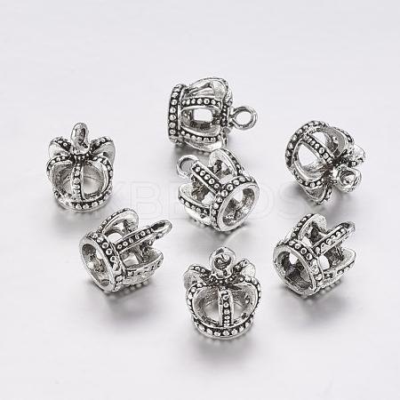 Tibetan Style Alloy 3D Crown Charms X-TIBEP-3584-AS-RS-1