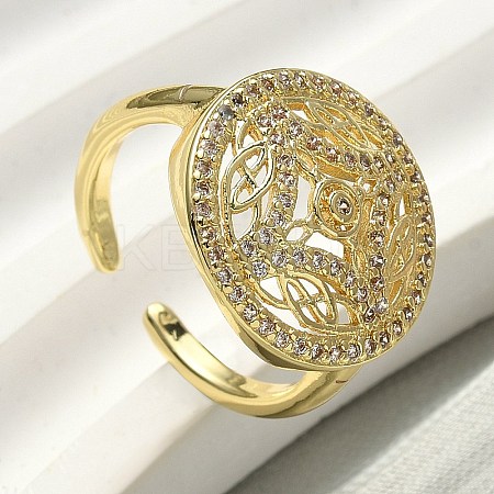 Brass Micro Pave Cubic Zirconia Cuff Rings for Women RJEW-F196-03G-1