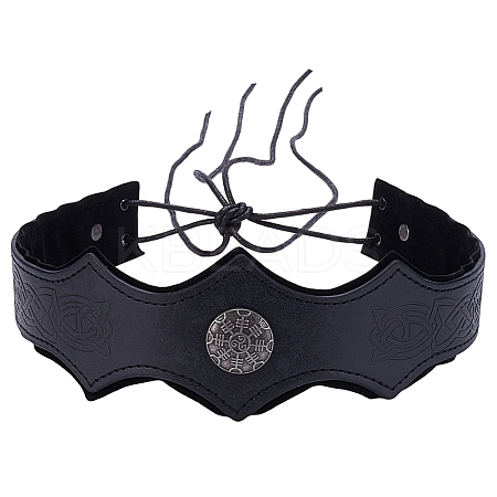 PU Leather & Alloy Headbands Hair Accessories for Women Girls OHAR-WH20009-02B-03-1