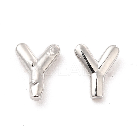 Brass Hollow Out Initial Letter Stud Earrings for Women EJEW-A044-01P-Y-1