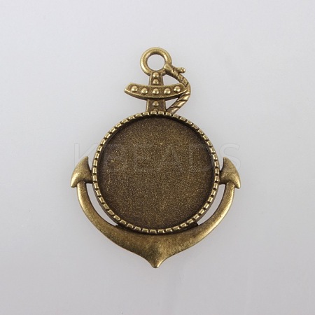 Vintage Tibetan Style Alloy Large Anchor Pendant Cabochon Bezel Settings TIBEP-M018-108AB-NF-1