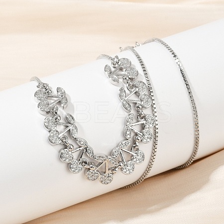 Brass Micro Pave Clear Cubic Zirconia Fruit Bib Necklaces NJEW-F342-01B-P-1