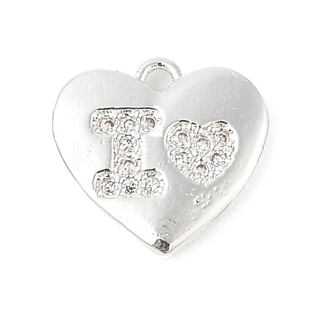 Brass Micro Pave Clear Cubic Zirconia Charms KK-R219-29S-1