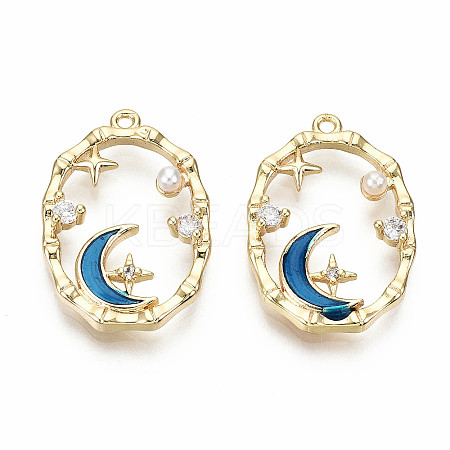 Brass Micro Pave Clear Cubic Zirconia Pendants KK-S360-037-NF-1