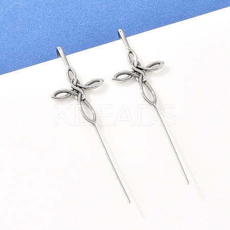 Viking Knot 316 Stainless Steel Ear Wrap Crawler Hook Earrings AJEW-C044-19AS-1