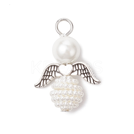 50Pcs Acrylic Imitation Pearl & Glass Pearl Pendants PALLOY-JF04038-02-1