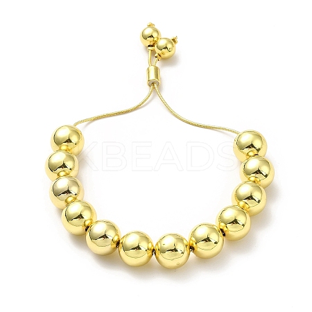 Rack Plating Brass Round Bead Slider Bracelets for Women BJEW-M232-01G-E-1