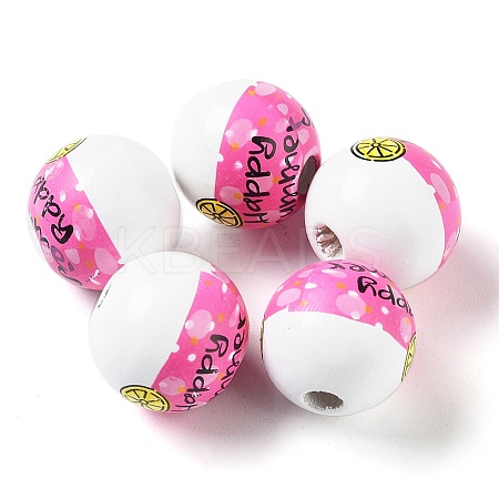 Summer Theme Printed Wood European Beads WOOD-M010-06E-1