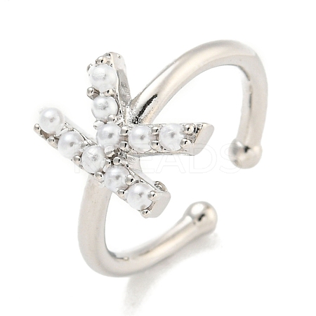 Rack Plating Brass Open Cuff Rings for Women RJEW-F162-01P-K-1
