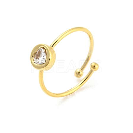 304 Stainless Steel Heart Open Cuff Ring LS-RJEW-C062-02G-1