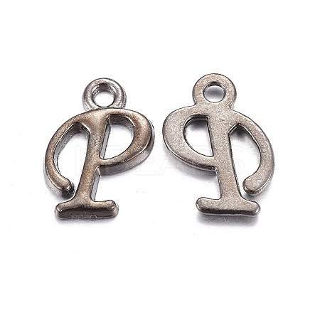 Gunmetal Plated Alloy Letter Pendants PALLOY-P097-03-P-1