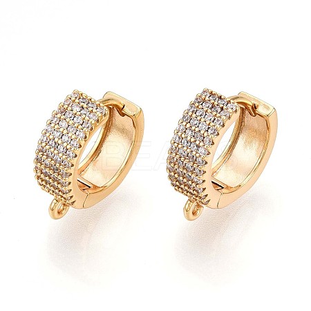 Brass Micro Pave Cubic Zirconia Hoop Earring Finding KK-N261-50G-1