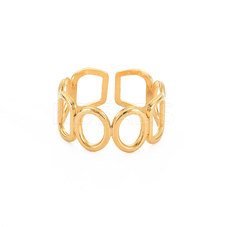 Ion Plating(IP) 304 Stainless Steel Open Geometry Wrap Cuff Ring for Women RJEW-S405-166G-1