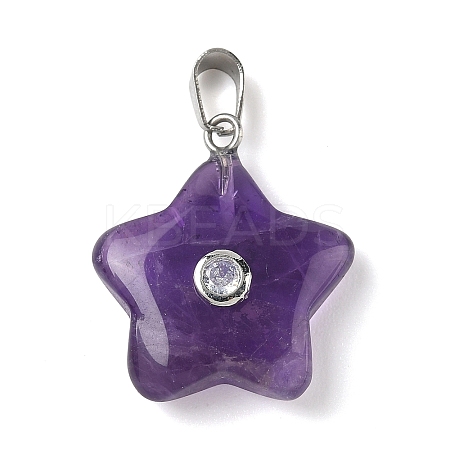Natural Amethyst Pendants G-P599-06P-02-1