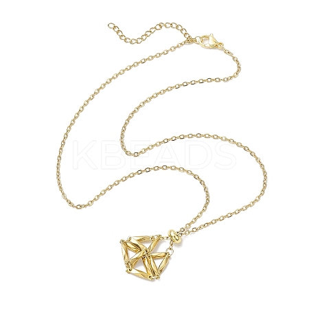 Crystal Stone Cage Pendant Necklaces NJEW-JN04759-01-1