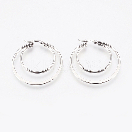 Tarnish Resistant 201 Stainless Steel Hoop Earrings LS-EJEW-I213-B-02P-1