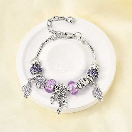 Alloy European Beads Charm Bracelets BJEW-F495-17P-1