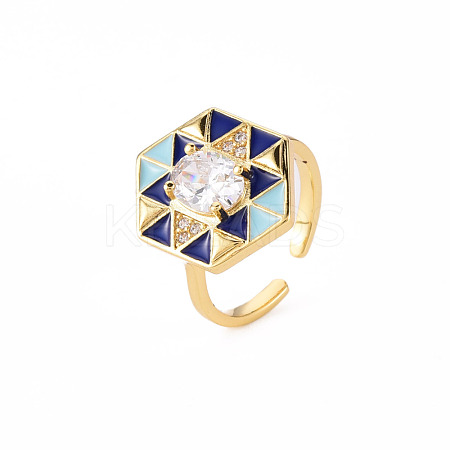 Brass Micro Pave Clear Cubic Zirconia Cuff Rings RJEW-S045-084D-NR-1