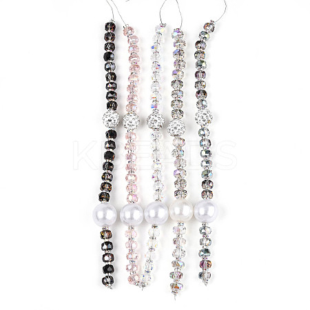 Acrylic & Glass & ABS Plastic Pearl & Alloy & Polymer Clay Pave Rhinestone Beads Strands MAK-T011-08M-1