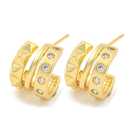 Rack Plating Brass Micro Pave Cubic Zirconia Styd Earrings EJEW-B061-08G-1