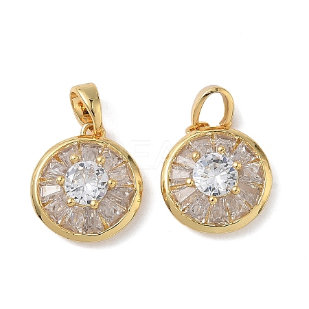 Brass Micro Pave Cubic Zirconia Charms KK-C140-03G-1