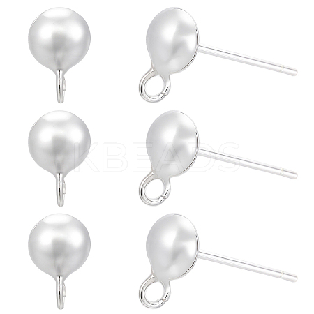5 Pairs 925 Sterling Silver Stud Earring Findings STER-BBC0008-94S-1