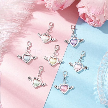 Heart & Wing Imitation Pearl Acrylic Pendant Decorations HJEW-JM03667-1