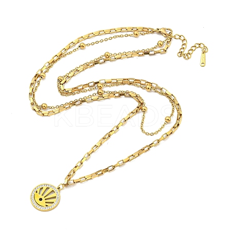 Ion Plating(IP) 201 Stainless Steel & Plastic Pearl Double Layered Necklaces NJEW-K270-23G-1