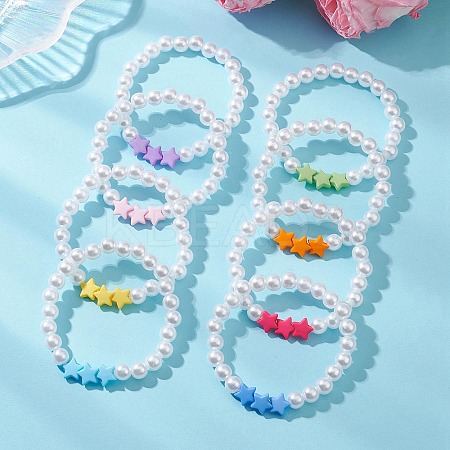 Children's Day Imitated Pearl Acrylic Beads Stretch Bracelets BJEW-JB13538-1