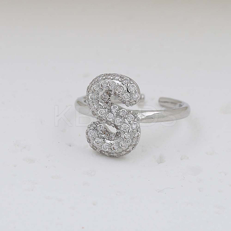 Brass Micro Pave Clear Cubic Zirconia Cuff Rings FS-WG17FF6-19-1