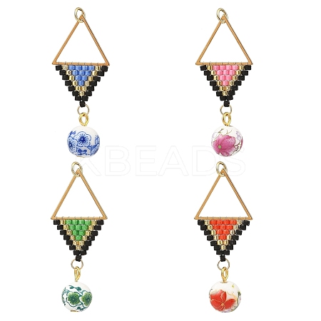 304 Stainless Steel & Glass Seed Beads Pendants PALLOY-MZ01431-1