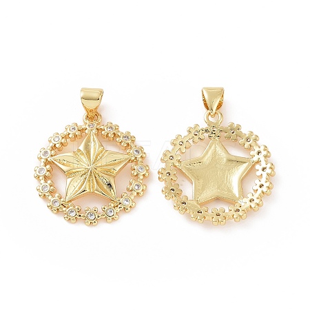 Brass Micro Pave Cubic Zirconia Pendants ZIRC-P106-22G-1
