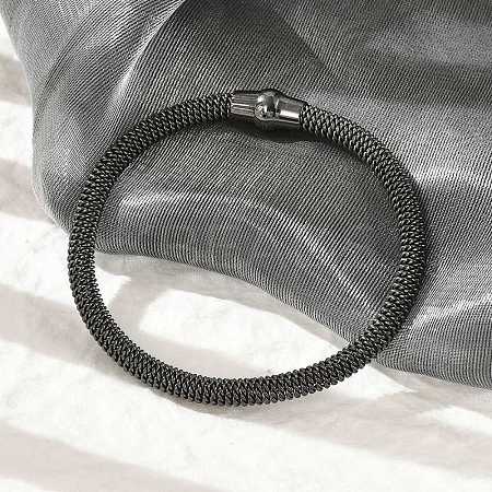 304 Stainless Steel Mesh Chain Bracelets for Women Men BJEW-Z087-19B-1