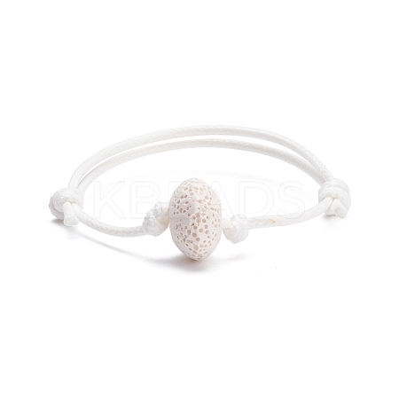 Natural Lava Rock Beaded Cord Bracelet BJEW-JB07681-01-1