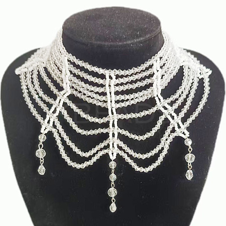 Bohemian Style Glass Multi Layered Choker Necklaces for Women FS-WG32393-06-1