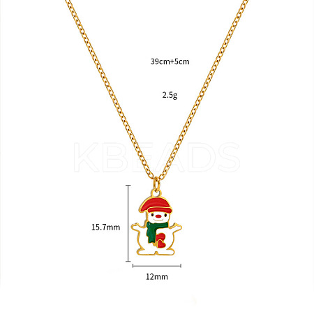 Christmas 304 Stainless Steel Enamel Pendant Necklaces FS-WGDAA96-14-1