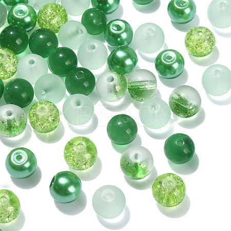 100Pcs Transparent Frosted Glass Beads Strands GLAA-CJ0002-04-1