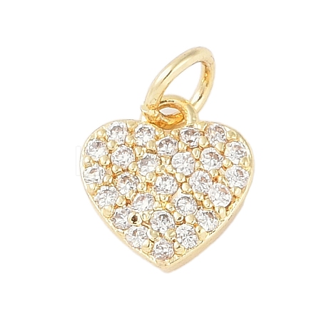 Rack Plating Brass Micro Pave Clear Cubic Zirconia Charms KK-Z060-07G-02-1