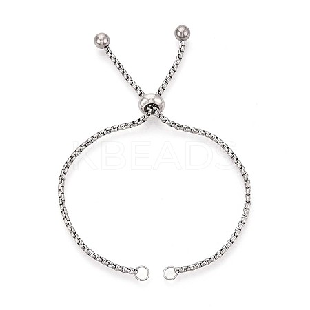 201 Stainless Steel Box Chain Slider Bracelet Making STAS-N120-01P-1