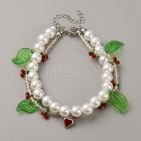 Imitation Pearl & Glass Seed Beads Multi-strand Bracelets BJEW-WH0023-60-1