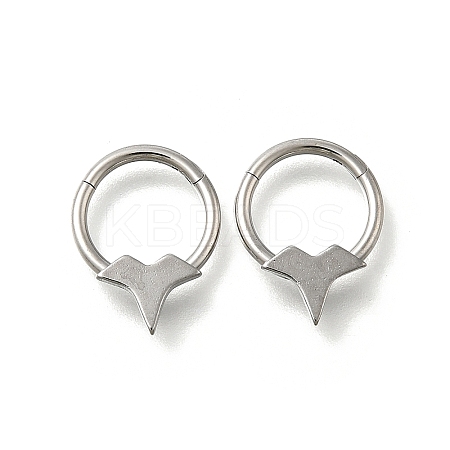 304 Stainless Steel Double Horns Hoop Nose Rings LS-AJEW-D306-08P-1
