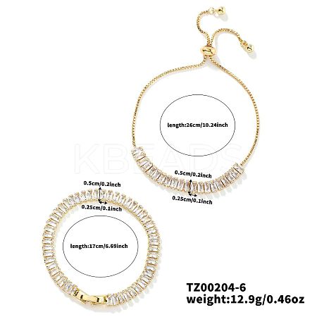 2Pcs 2 Styles Brass Cubic Zirconia Cup Chain Fashionable and Elegant Bracelets Sets ZI9900-1