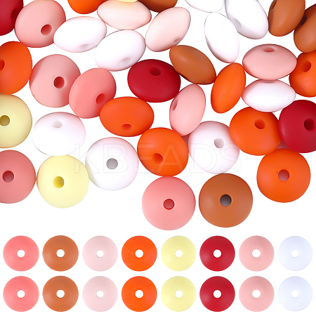 96Pcs 12 Colors Food Grade Eco-Friendly Silicone Abacus Beads SIL-SC0001-87B-1