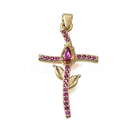 Brass Micro Pave Cubic Zirconia Pendants CU-CBA637A-04G-A-1