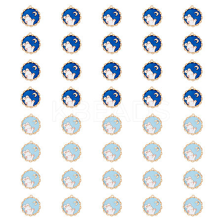 40Pcs 2 Colors Alloy Enamel Pendants ENAM-DC0001-17-1