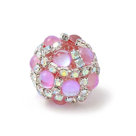 Sparkling Acrylic Encrusted Round Beads CLAY-NH0003-03S-01-1