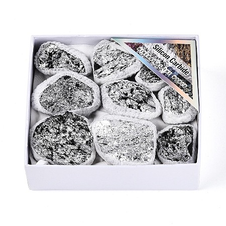 8~12Pcs Electroplated Natural Coal Quartz Geode Cornucopia Mineral Specimen G-N360-03D-1